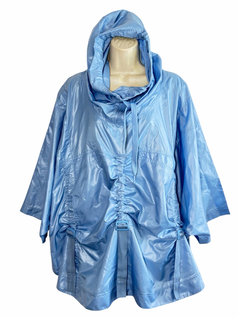 Stella McCartney X Adidas  Baby Blue Windbreaker Poncho with Pockets Hooded M - Picture 2 of 15